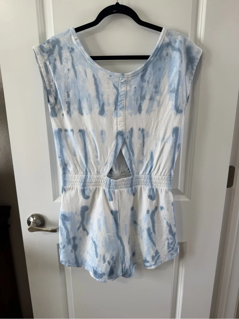 Athleta Light Blue & White Tie-Dye Kids One-Piece Romper